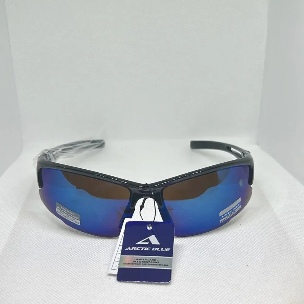 Arctic Blue Mirrored Semi Rimless Sunglasses